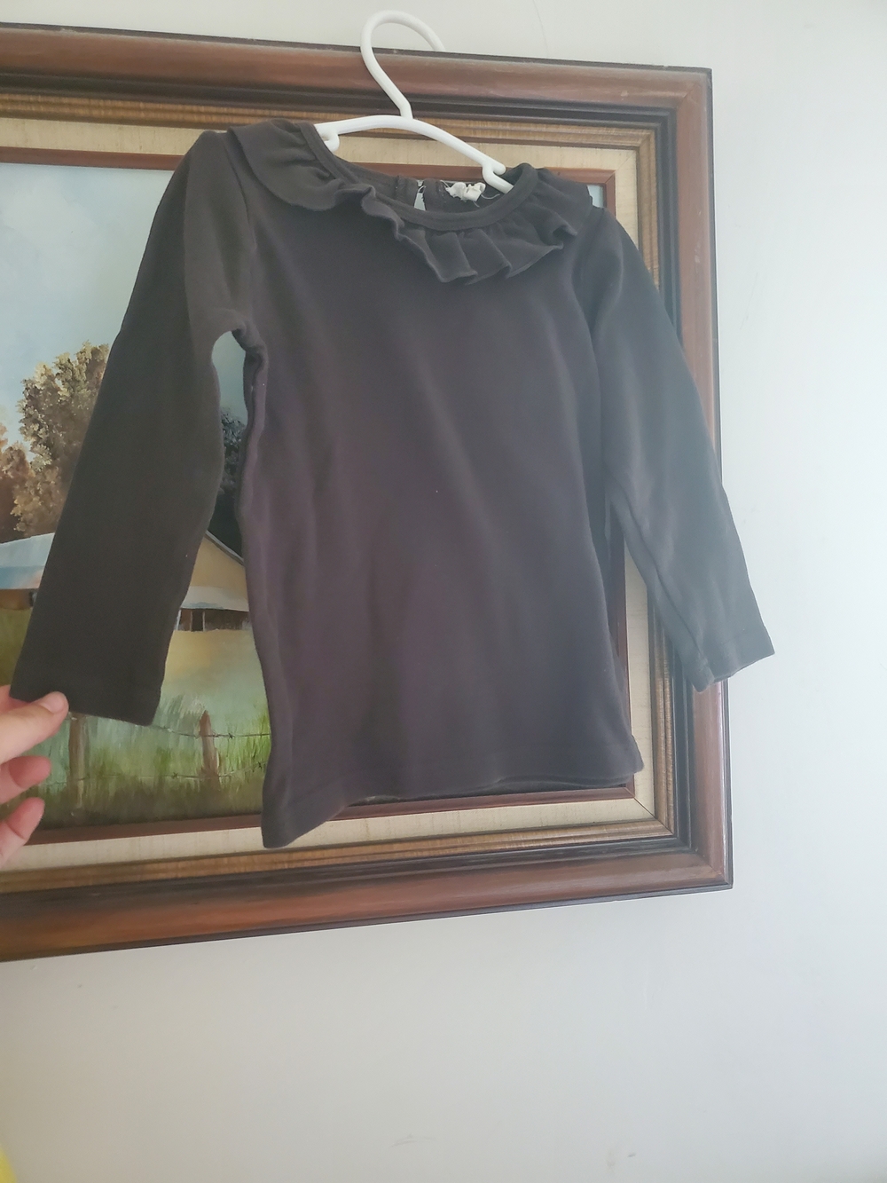Jamie Kay 3t Black Long-Sleeve Ruffle Collar Top
